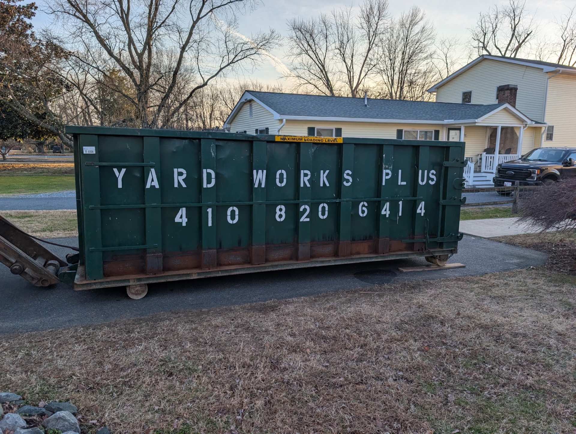 20 yard roll-off dumpster at a residential property in Talbot County Maryland